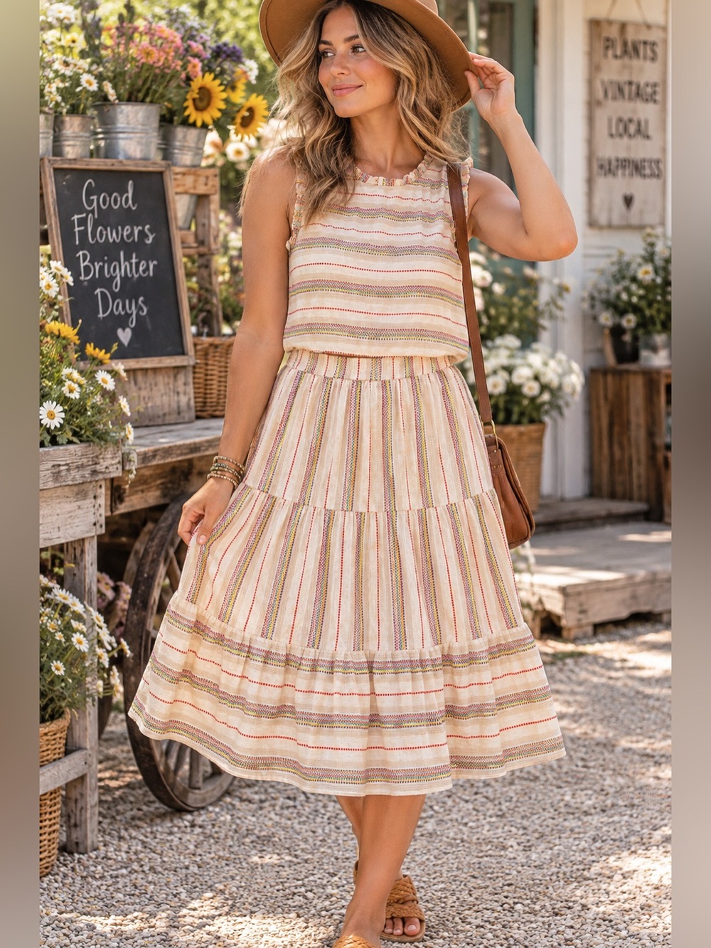 Dra Los Angeles long skirt and sleeveless shirt medium boho style outfit cotton